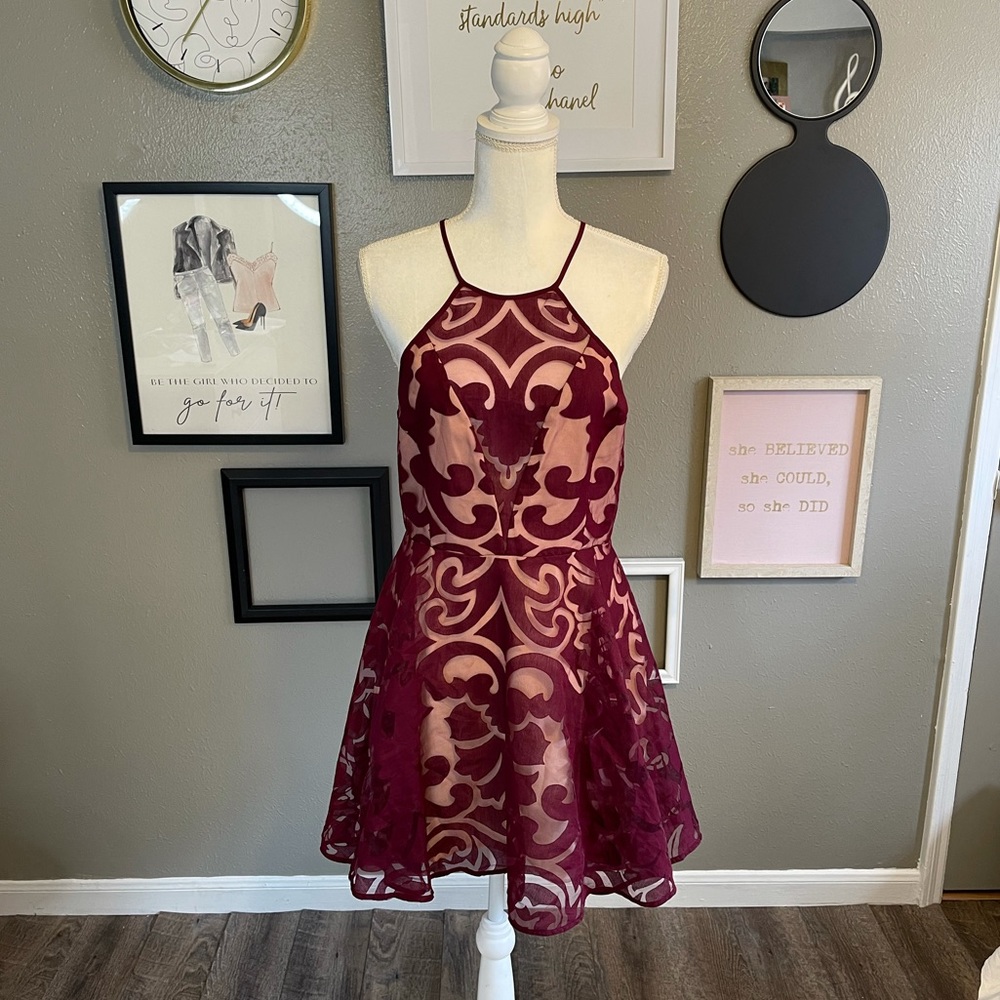 Keepsake Romantic Rebel Burnout Lace Dress L - Picture 3 of 13